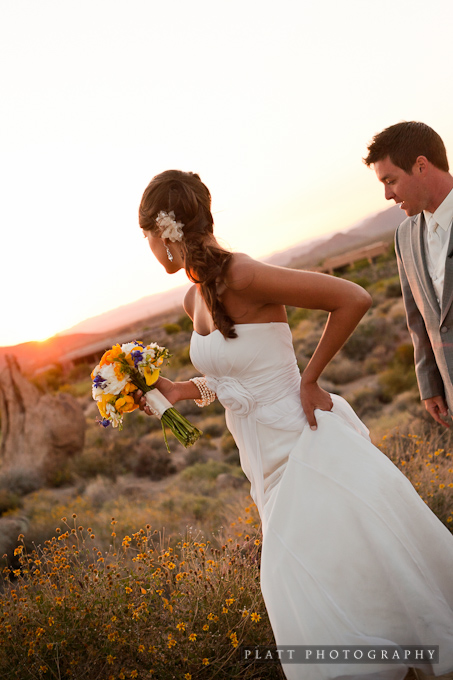 scottsdale-arizona-wedding-10 bride and groom at sunset at a Wedding at Troon North in Scottsdale Arizona