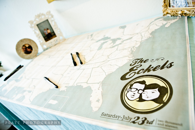 Sign in map at wedding reception