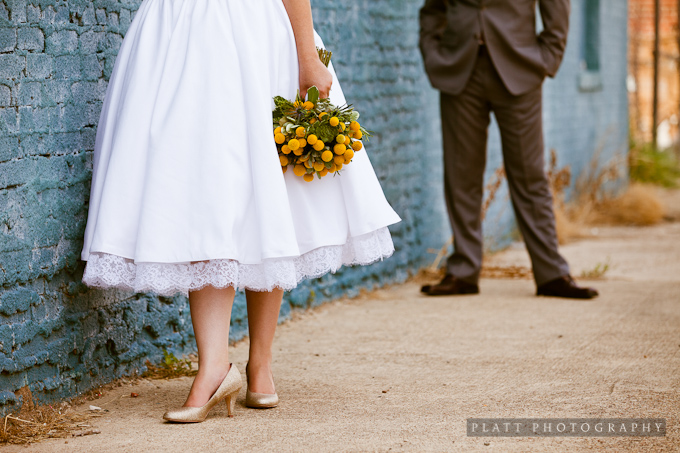 bride and groom portrait in the streets of Shreveport Louisiana