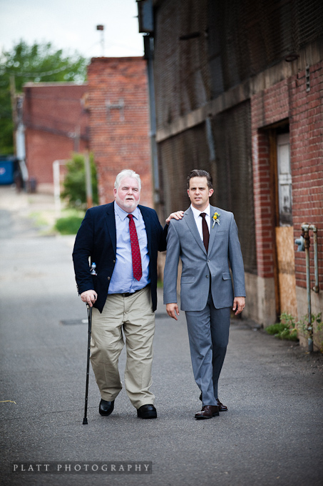 groom and father walking
