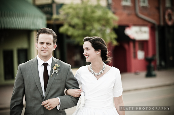 bride and groom portrait in the streets of Shreveport Louisiana